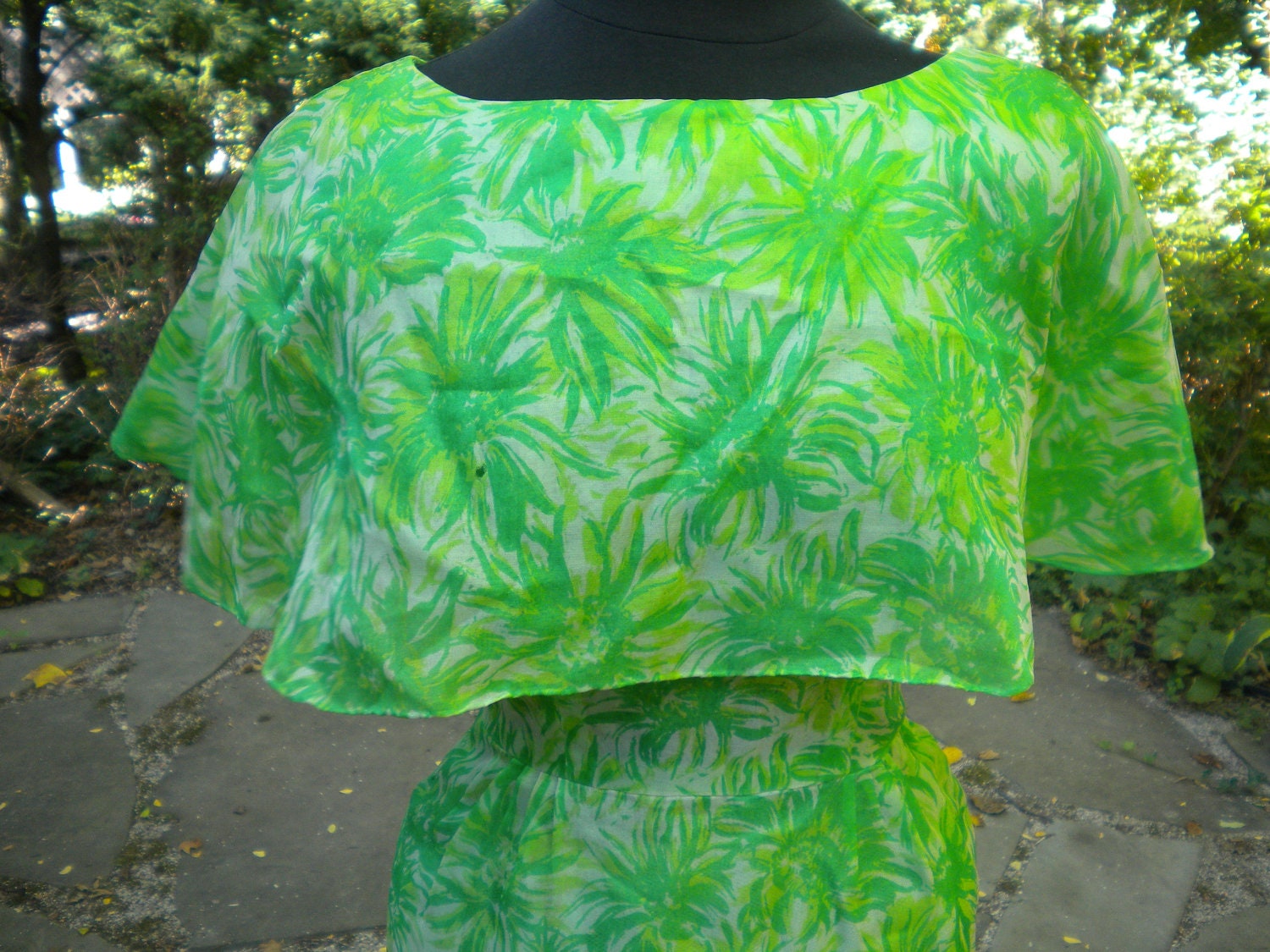 Vintage 60s Silk Dress for a Song,  Green Print