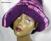 Purple and Pink Pointy Brim Fedora with Ridges and Triangle Top