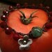 BERRY Red BEAUTIFUL Beaded Flower Charm Bracelet