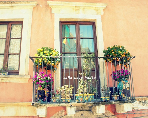Colorful Balcony, Taormina Sicily Italy 8 x 10 print