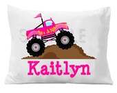 Monster Truck Pillow Case Personalized Pillowcase Girls or Boys Il_170x135
