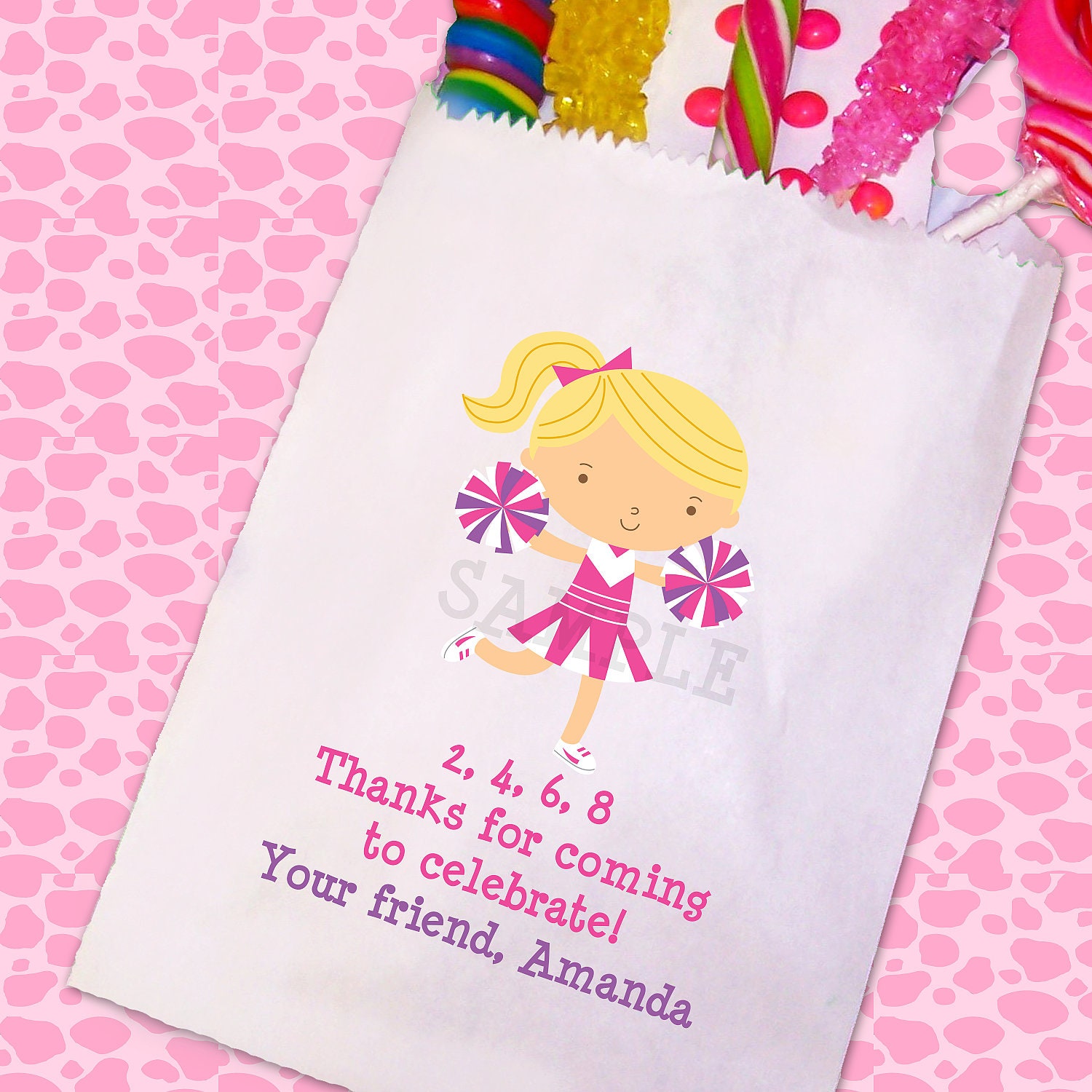 Cheerleading Birthday Party, Cheerleader Candy Bags, Goody Bags, Party Favor Bag, Cookie Bags Set of 25