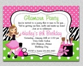 Glamour Girl Birthday Invitation Glamour Girl Birthday Party Invitation Spa Invitation Printable Il_170x135