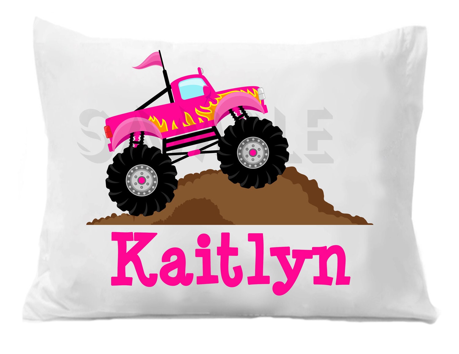 Monster Truck Pillow Case Personalized Pillowcase Girls or Boys Il_570xn