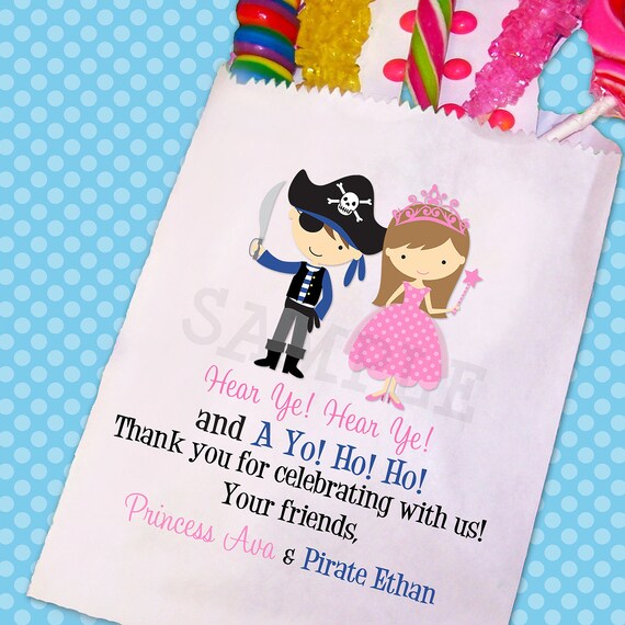 Princess Pirate Birthday Party, Candy Bags, Goody Bags, Party Favor Bag, Cookie Bags Set of 25 Il_570xn