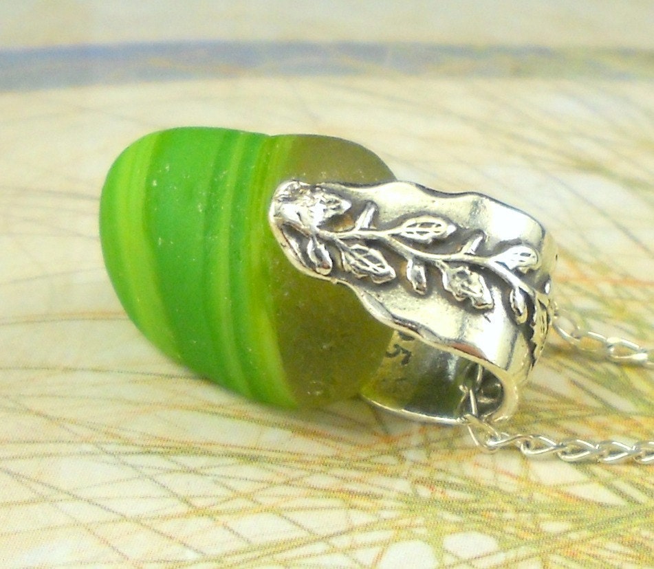 Eco Friendly GENUINE Santa Cruz Sea Glass Necklace Layers Of Luscious Green