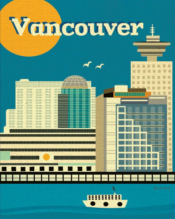 Vancouver Canada Skyline 8x10 poster wall art for by loosepetals