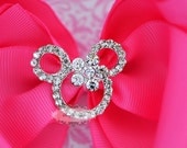 3 pcs CLEAR Rhinestone Crystal Bling Mouse Flatback Metal Embellishment Add to Hair Bows Minnie Clips Accessories Invitations Frames