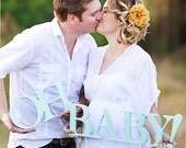 Wood Prop for Maternity Photos - Oh Baby - Vintage, Mint Green for Boys or Light Pink for Girls