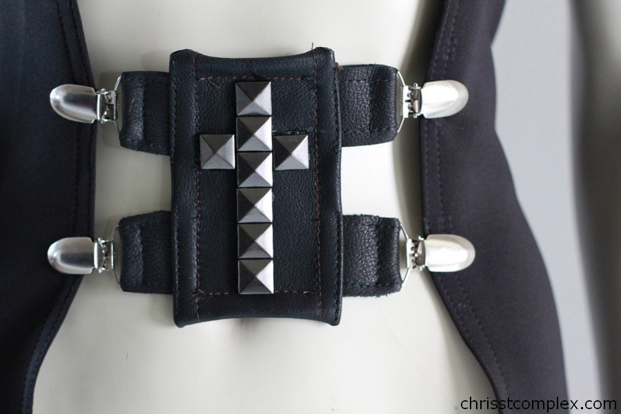 Leather Belt Piece Cross Metal Crucifix Steampunk Victorian Kawaii Lolita Handmade - Chrisst Unique Fashion - SPECIAL ETSY PRICE