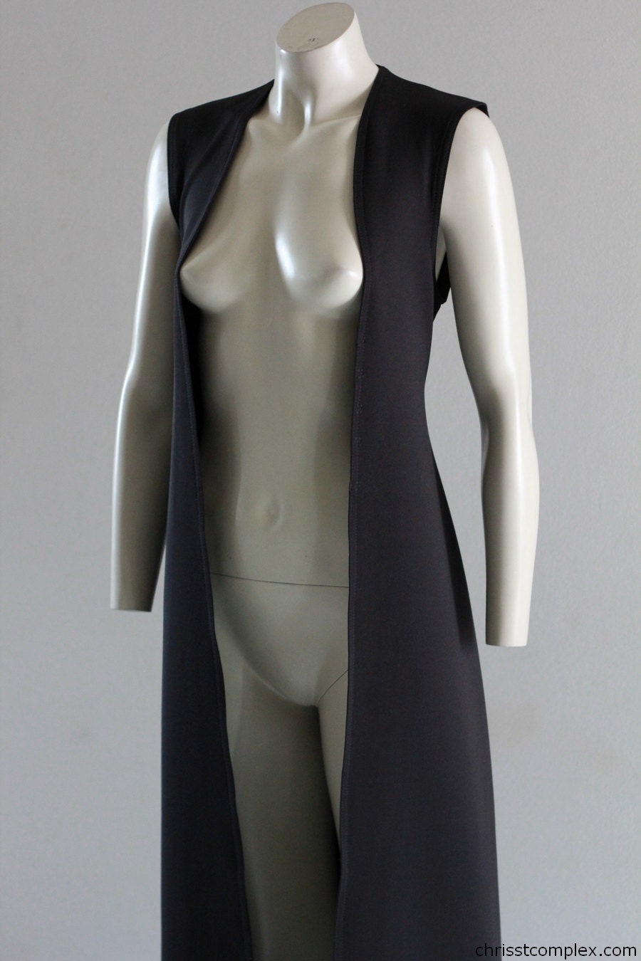 Long Vest Jacket Black Coat Robe Winter Dress Floor Length Maxi Kawaii Lolita - Chrisst SPECIAL ETSY PRICE