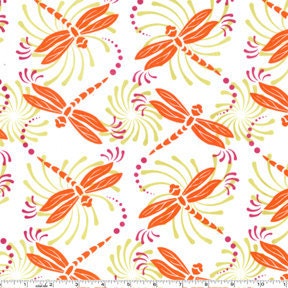 Patty Young Dancing Dragonflies in White, 1 yard, add'tl yardage available
