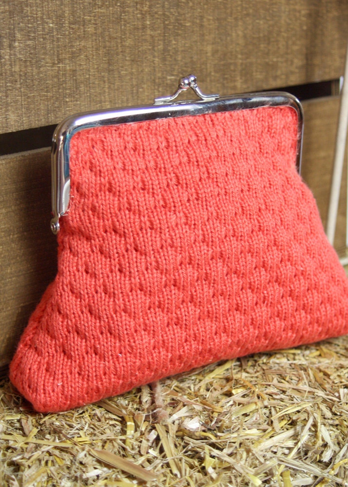 Handmade Knit Purse - Sunset Red