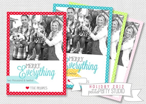Printable Holiday Photo Cards - Polka Dot - Petite Party Studio Il_570xn