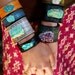 LUX DIVINE Recycled Mustard Yellow Leather Chrysocolla Gemstone Cuff Festival Jewelry Gypsy Bohemaian Layered Stacked Chunky Bracelet