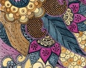 Fine Art Print PAISLEY - blue magenta ochre reproduction 8"x10"