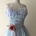Vintage Pale Blue 1950s Chiffon Prom Party Dress Medium
