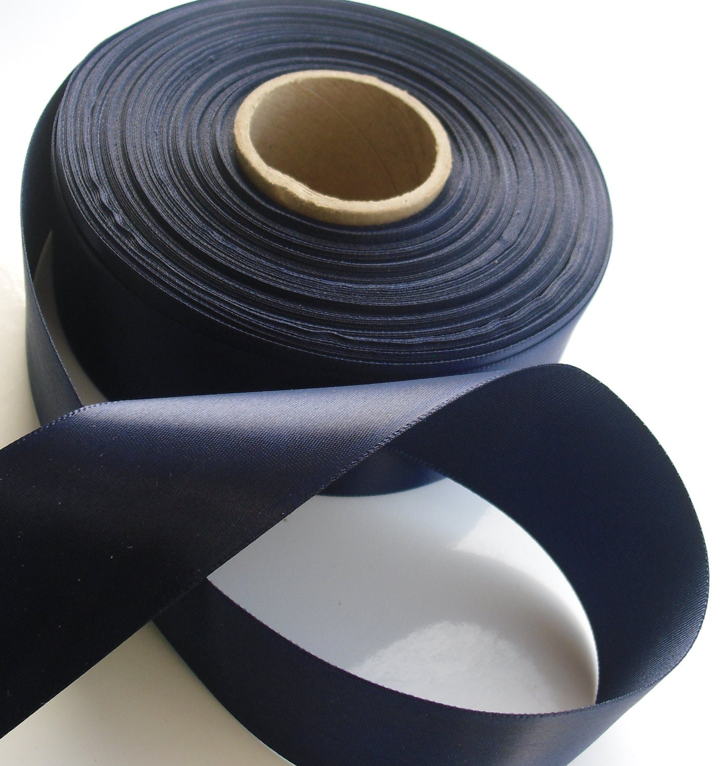 Navy Blue Satin Ribbon by the Yard Double Faced 1.5 inch