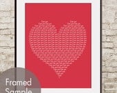 I LOVE YOU (Heart) (version B)  8x10 Print (Featured in Burberry Red) Buy 3 Get One Free