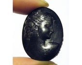 Antique Vintage Victorian Classic Woman Mourning Black Cameo 1800s