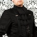Victorian jabot for men, three-tiered black cotton with lace