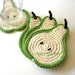 Green Pear Slice Crochet Coasters . Vegan Cream Beverage Drink Decor Crochet Fruit Collection Set of 4