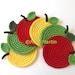Apple Crochet Coasters Mix . Kitchen Decor Drink Healthy Vegan Decor Crochet Fruit Collection - Set of 6