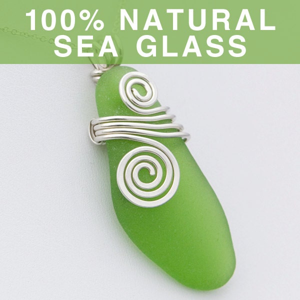 Large Lime Green Sea Glass Pendant