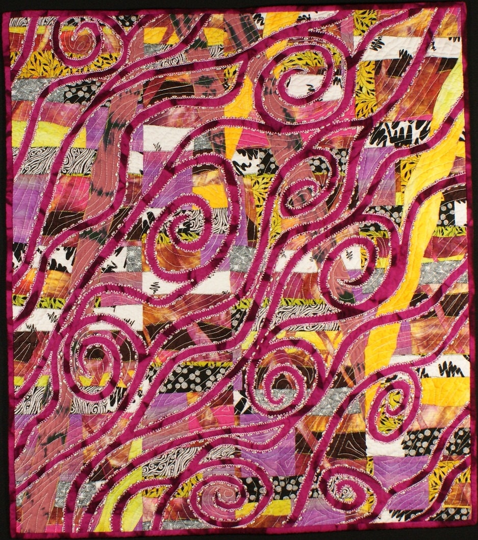 Handmade Art Quilt - Pink Wind