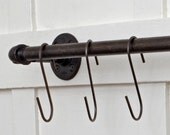French Butcher S Hooks Set/10 - 5" Steel w/ Ebonized Rust Patina // Vintage Industrial Storage