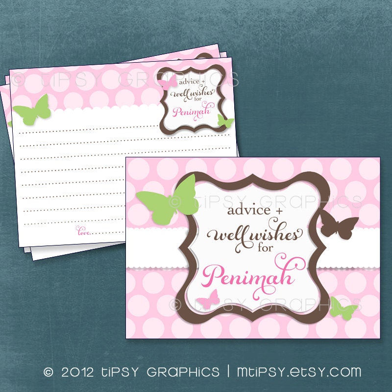 Sweet Butterfly Polka Dots. Advice & Well Wish Cards. Printable Cards by Tipsy Graphics. Any Colors Il_570xn