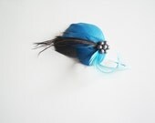 Feather Fascinator - Blue Feather Fascinator - Bridal Fascinator - Bridesmaid Headpiece