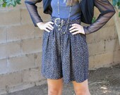 90s vintage high waist black dress shorts - grunge skorts - small medium