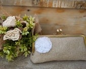 custom : oatmeal lace signature mini, personalized clutch, bridesmaid gift