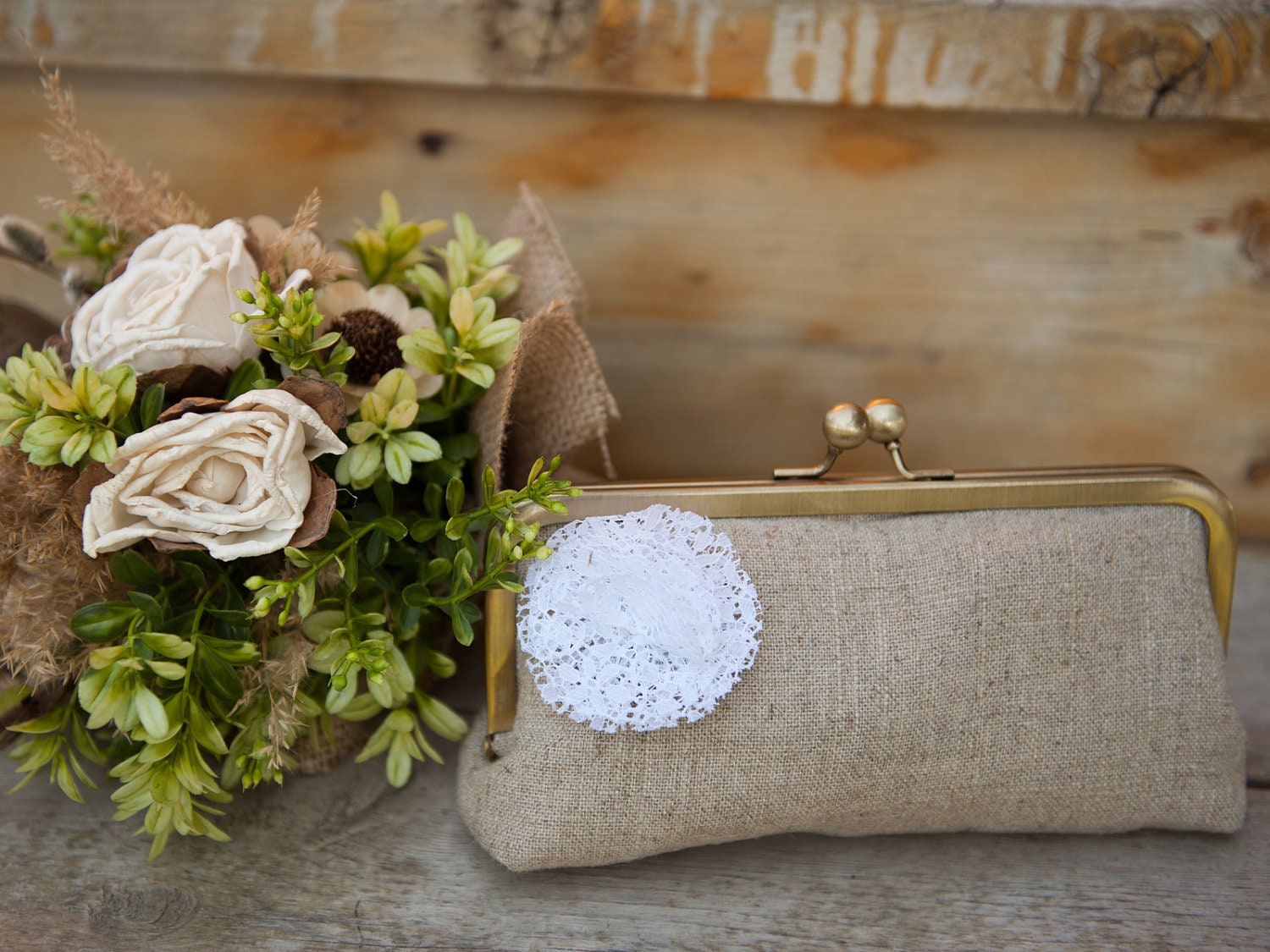 custom : oatmeal lace signature mini, personalized clutch, bridesmaid gift
