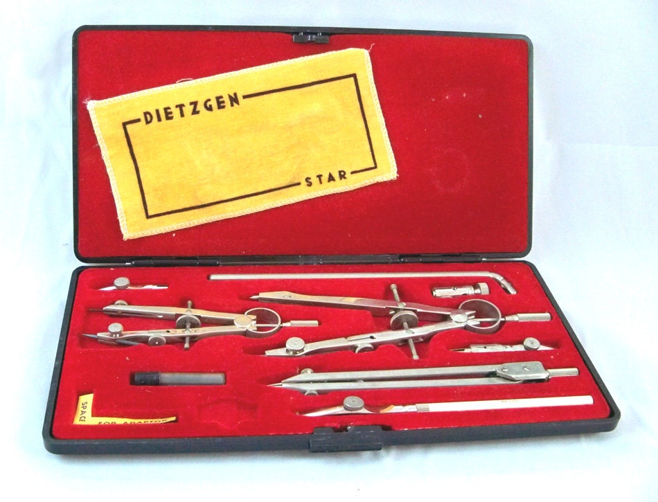 Vintage Dietzgen Drafting Tool Engineering Set by leapinglemming