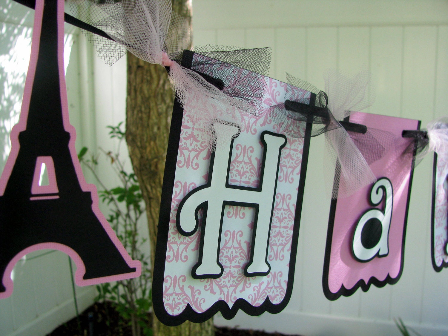 Paris Happy Birthday Banner - MADE TO ORDER