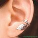 925. Rose Leaf and Thorn - Sterling Silver ear cuff earring jewelry for men and women, non pierced earcuff 102612
