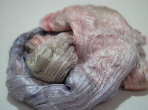 Hand Dyed Mulberry Silk Brick,Salmon,Pink Pale,Lavender,Pistachio shades,34gr