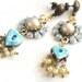 Minikari heart India inspired long earrings - bohemian hippie jewelry - turquoise heart and swarovski rhinestone earrings
