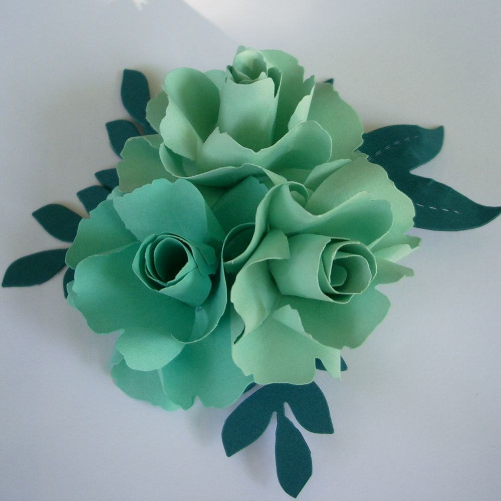Favor Boxes Embellishment - Handmade Paper Flowers - Tiffany Blue- Made to Order - Customize your style and colors