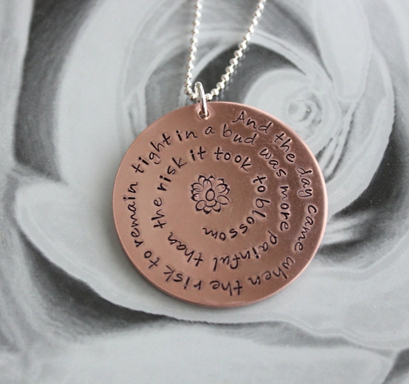 Anais Nin Quote Copper Pendant Necklace