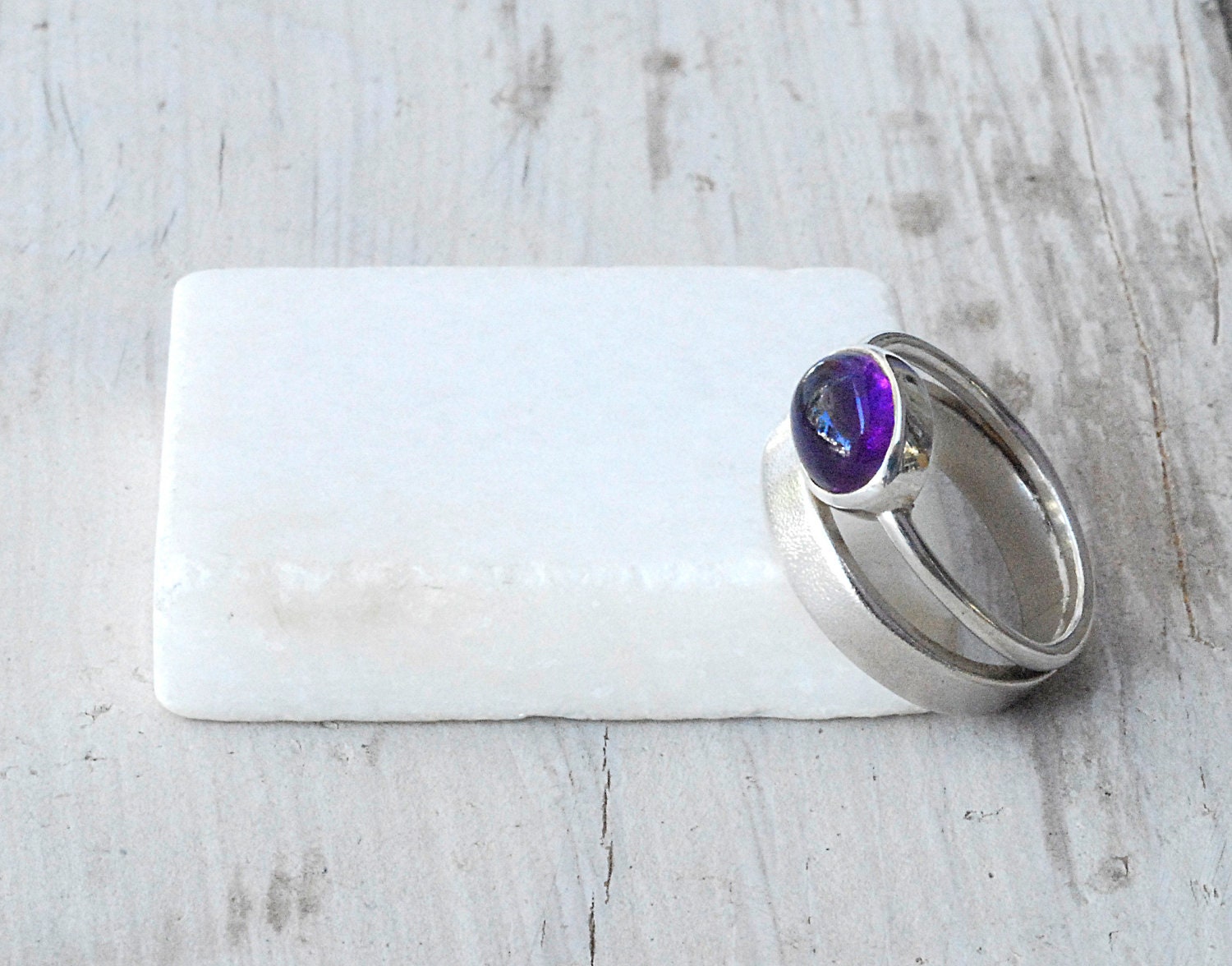 Ring - Amethyst and Sterling Silver Stacking Ring