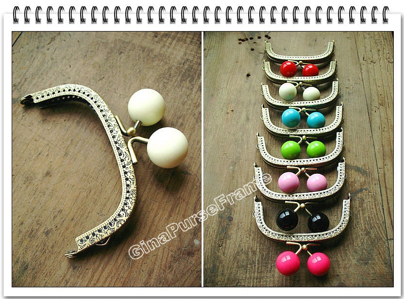 9.5cm (3.75inch) Big candy-bead Embossed metal bag purse frame (7colors available) with sewing holes for purse bag pouch making-1piece