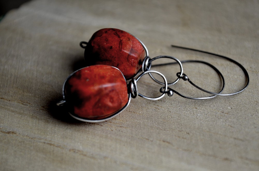 Paper Lanterns - Red Jasper and Silver Fill