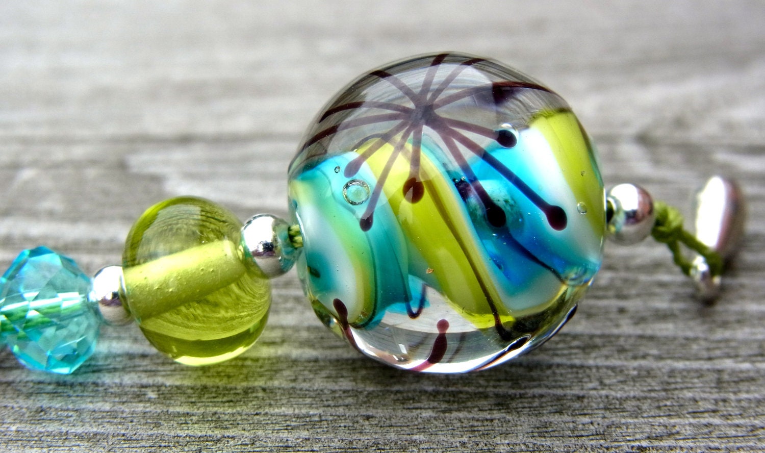 Refresh - delicate focal - Handmade Lampwork Bead Set (2) by Anne Schelling, SRA
