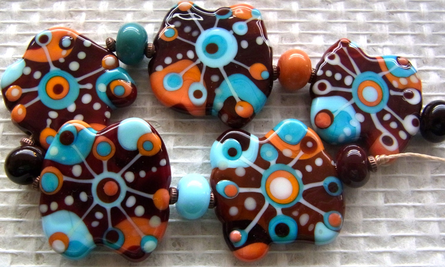 Earth, Water & Fire - Handmade Lampwork Glass Beads (11) by Anne Schelling, SRA
