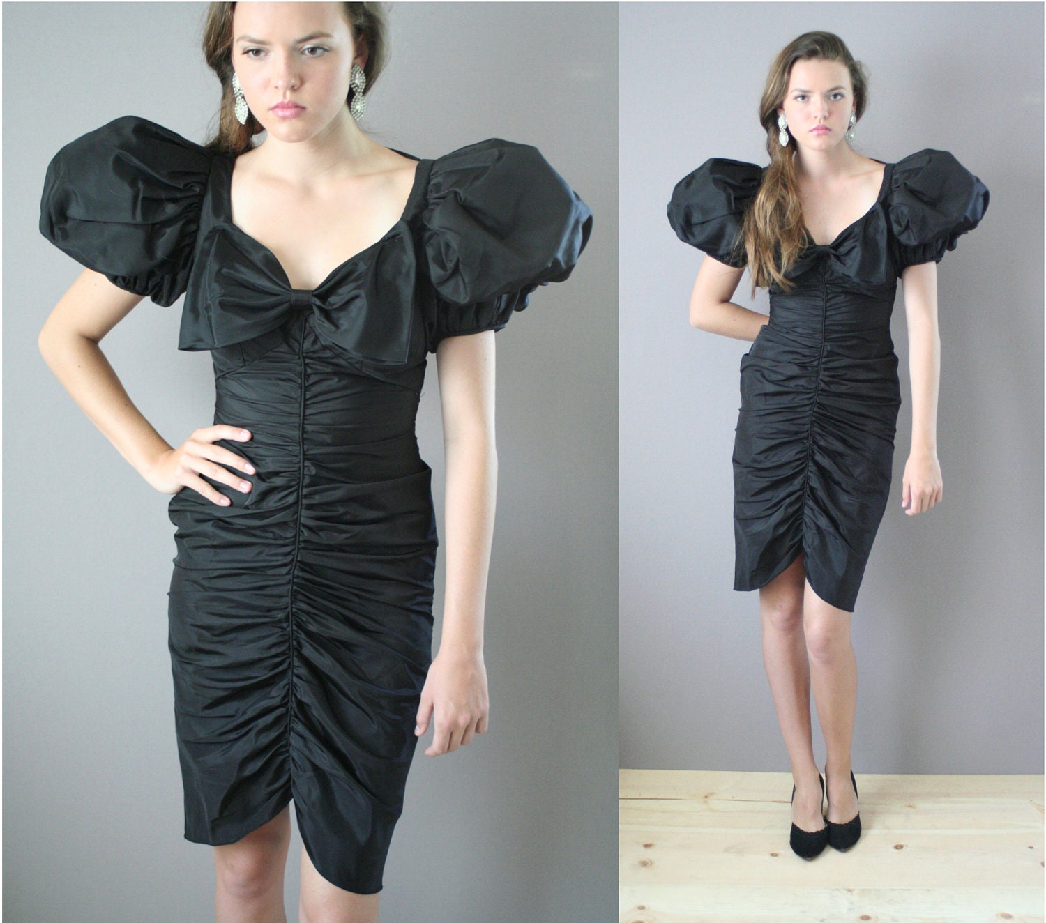 Vintage 80s Bombshell Black Dress