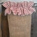 Burlap Christmas Stocking with Ticking Ruffle