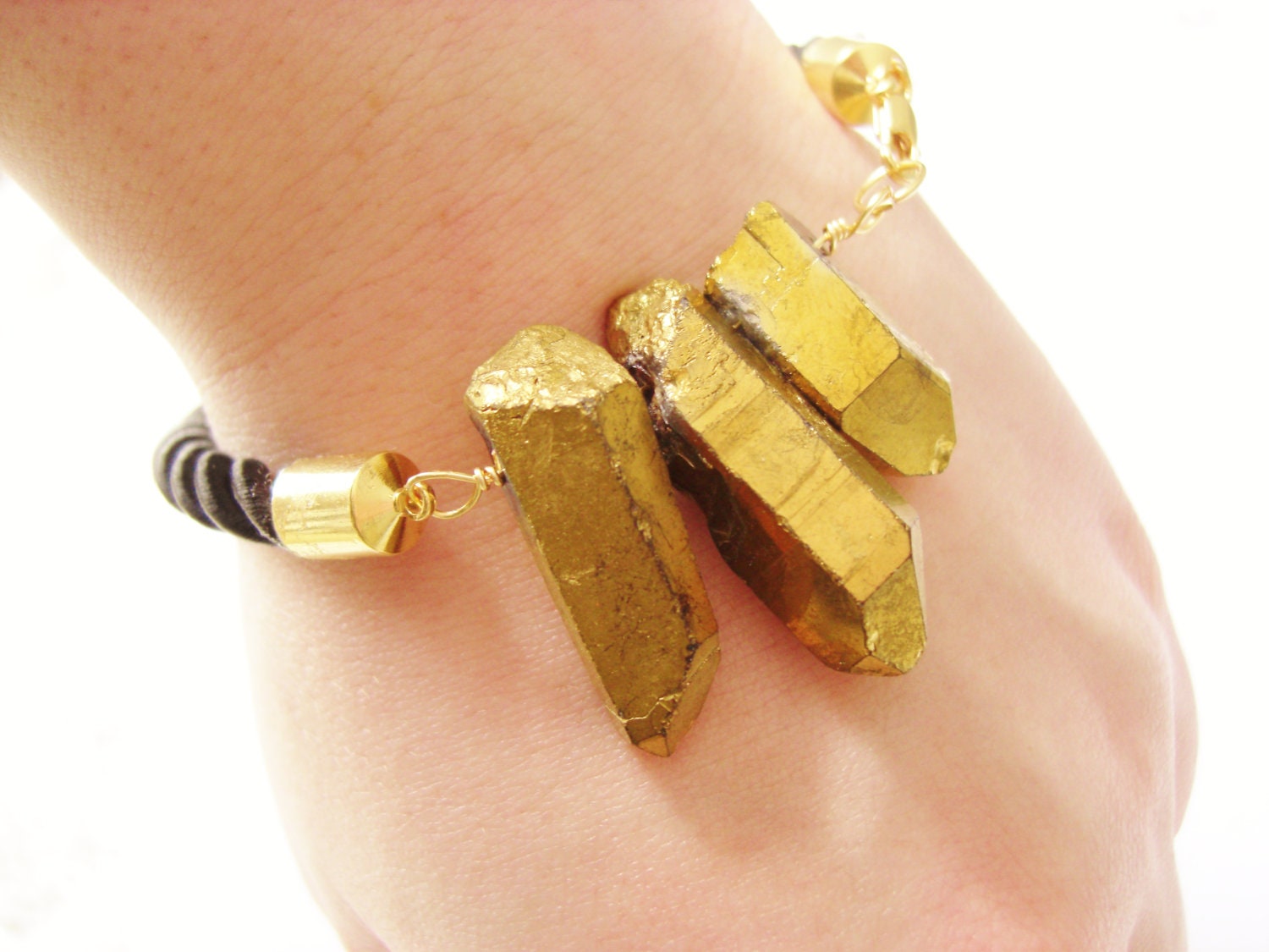 C H L O E  // Gold Aura Quartz & Vintage Silk Rope Bracelet